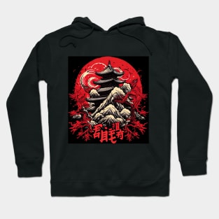 Japanese art design, black and red style Hoodie